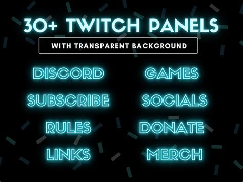 30 Neon Glow Blue Twitch Panels With Transparent Background Etsy