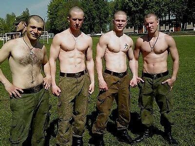 Shirtless Male Muscular Military Group Shot Shaved Heads Hunks PHOTO X D EBay
