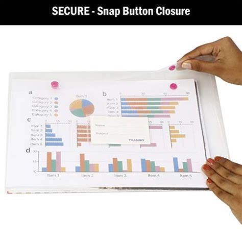 Tranbo® Plastic Clear Bag Document Folder File With Snap Button A4