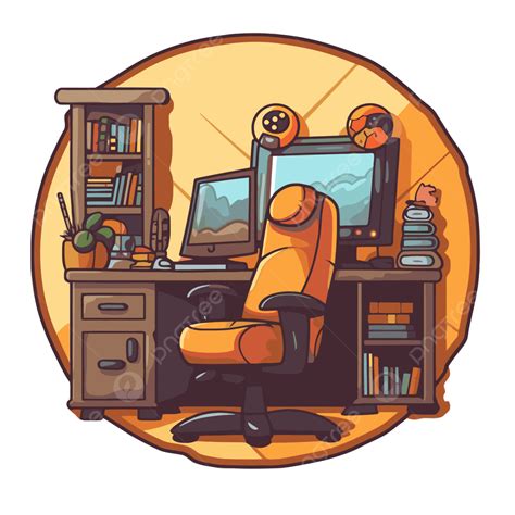 Gamer Computer Desk Vector Icon Illustration Or Ilustraço Clipart