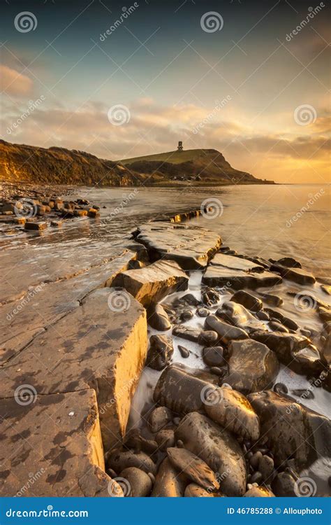 Rocky Dorset Coastline At Sunset Stock Photo Image Of Dorset