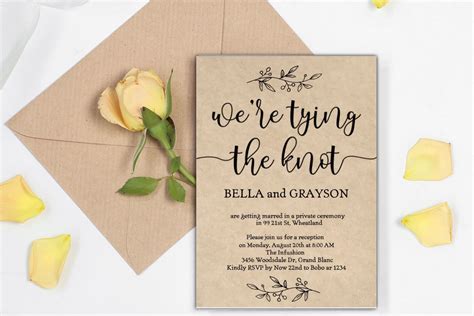 Tying The Knot Wedding Invitation Rustic Template Sportspartydesign