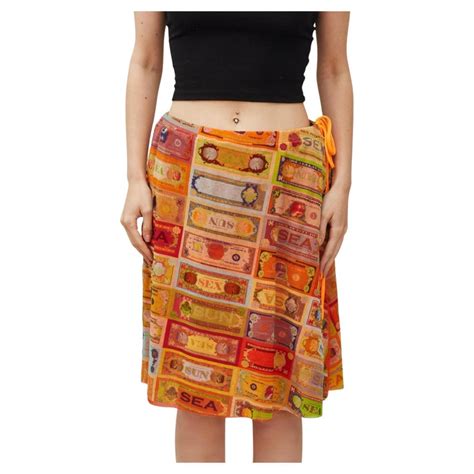 jean paul gaultier orange nylon sex sea sun dollar print skirt large for sale at 1stdibs