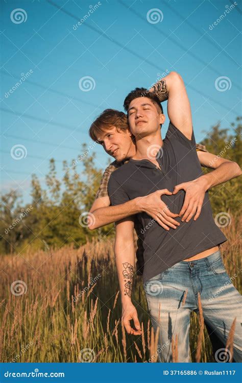 Portrait Of A Happy Gay Couple Outdoors Stock Photo Image Of Life