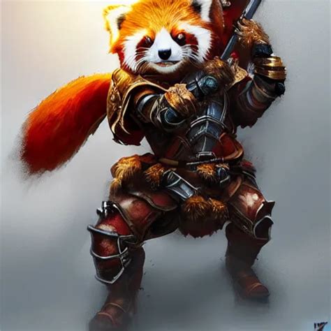 Anthropomorphized Red Panda In Battle Armour Dandd Stable Diffusion
