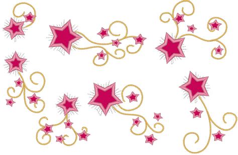 Shooting Sparkle Swirly Girly Stars Big Set Of Different And