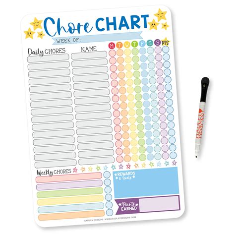 Buy Hadley Designs Colorful Dry Erase Chore Chart For Multiple Kids