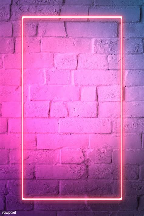 Pink Neon Lights Frame On A White Brick Wall Mockup Premium Image By