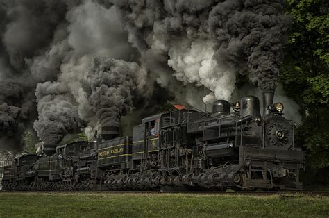 Three Shay Steam Engines Full Throttle With Massive Coal Smoke F
