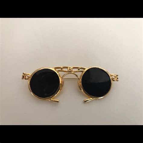 Vintage Accessories Vintage Gold And Black Big Sunglasses Pin Brooch Poshmark