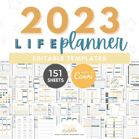 Canva Template Planner 2023 Editable Calendar Printable 2023 Editable