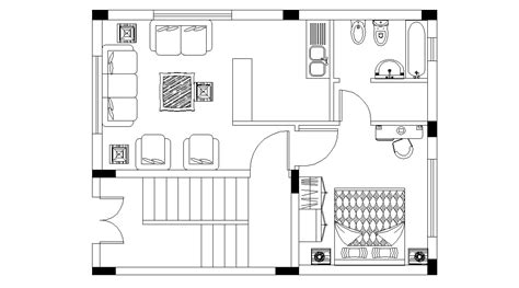 Furniture Floor Plan Autocad Drawing Cadbull