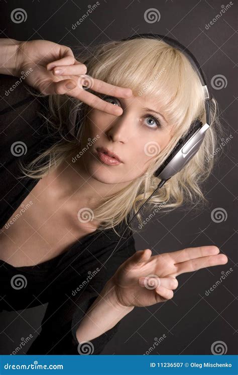 Blond And Headphones Stock Image Image Of Blue Woman 11236507