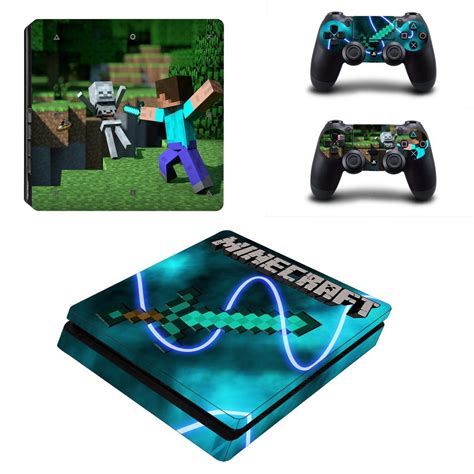Ps4 Slim And Controllers Skin Sticker Minecraft