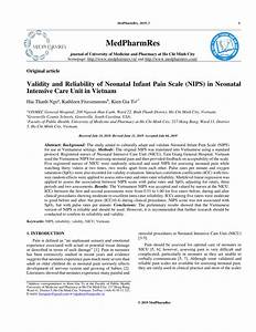 Pdf Validity And Reliability Of Neonatal Infant Scale Nips In