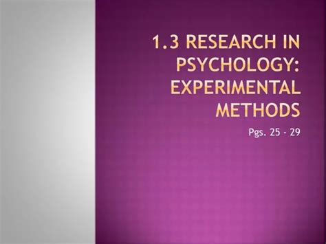 Ppt 13 Research In Psychology Experimental Methods Powerpoint