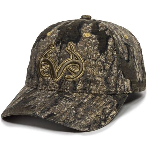 Realtree Mens Realtree Timber Camo Embroidered Antlers 6 Panel Cap By