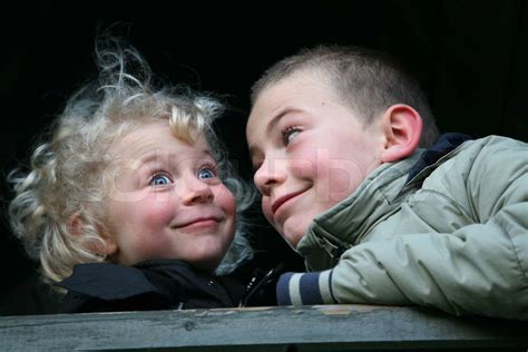 Two Kids Making Funny Faces Stock Image Colourbox