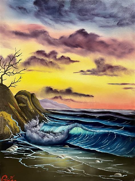 One Of My Favorite Bob Ross Seascapes Ive Done Is By The Sea And