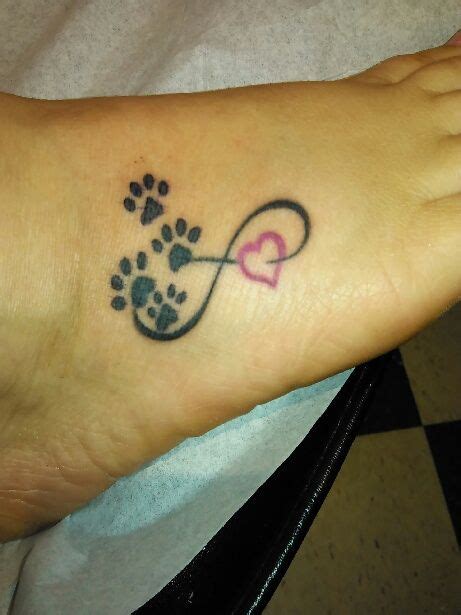 Infinity Paw Print On My Foot Dog Tattoos Foot Tattoos Infinity Tattoos