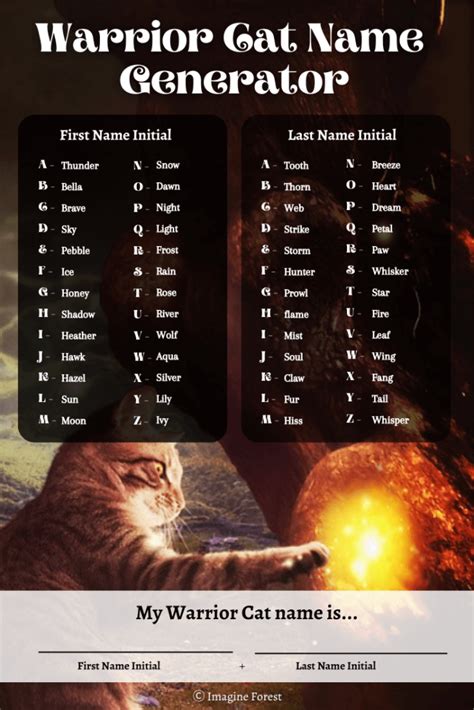 Warrior Cats Name Generator 1 000 Warrior Cat Names Imagine Forest