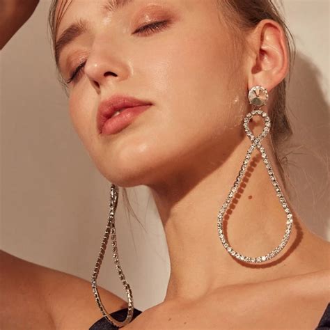 Meidi Large Dangle Earrings Rhinestone Crystal Drop Earrings For Women