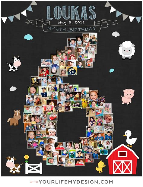 16x20 with 97 pics of 6th birthday photos CollageDesign by http
