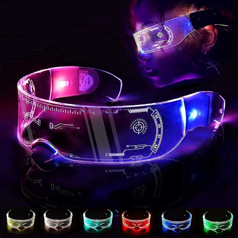 lunettes à diodes électroluminescentes cyberpunk 7 couleurs uniques lunettes lumineuses pour le