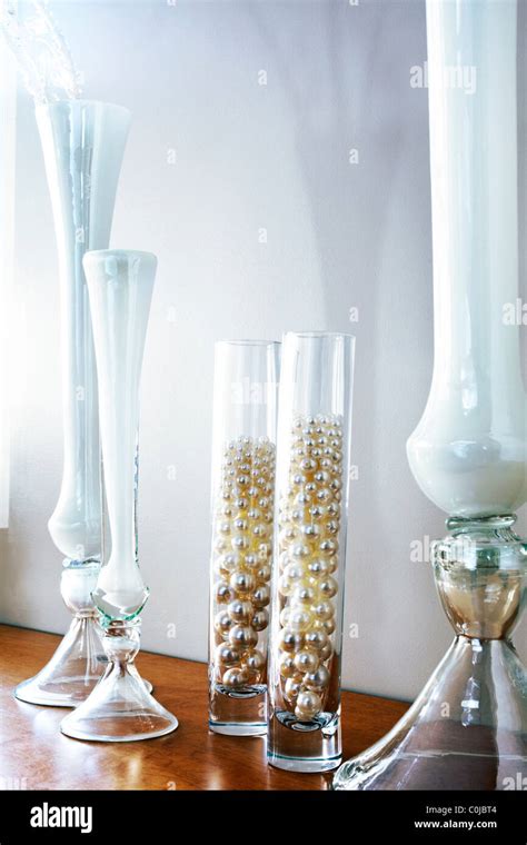 Decorative Glass Vases And Beads Stock Photo Alamy