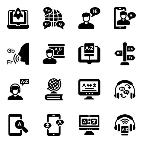 Language And Communication Icon Set 2252848 Vector Art At Vecteezy