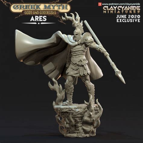 Ares Greek Myth 3d Printed Miniature Clay Cyanide Etsy