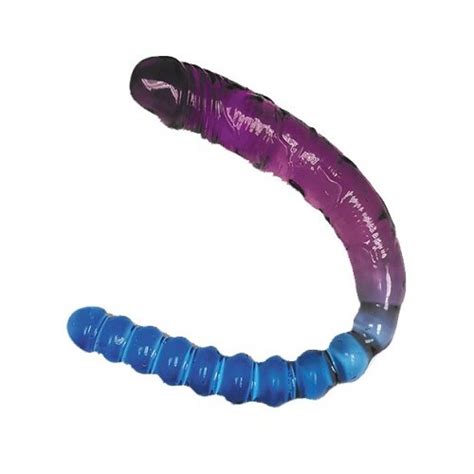 Shades Gradient Double Textured Double Dong Blue And Violet Sex Toys At Adult Empire
