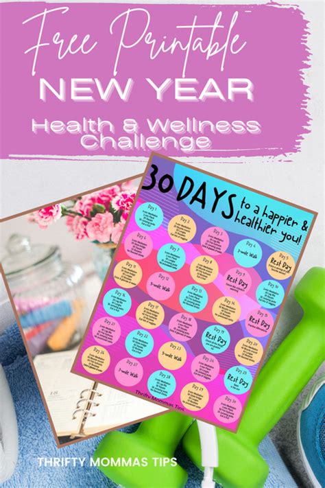 30 Day Health And Wellness Challenge Printable Thrifty Mommas Tips Wellness Challenge