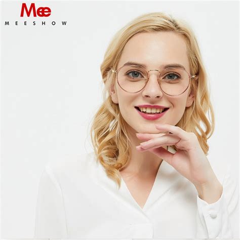 Meeshow Tr90 Womens Eyeglasses Oversize Titanium Alloy Glasses Round Fuzweb