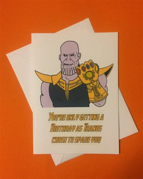 Thanos Marvel Birthday Greetings Card The Avengers Infinity Etsy