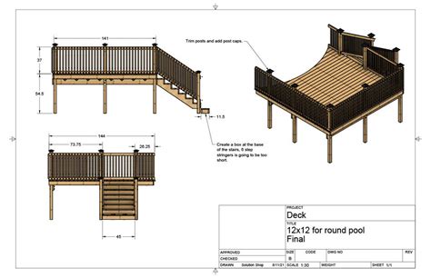 Plans For Above Ground Pool Deck 12x12 21 Round Pool Etsy