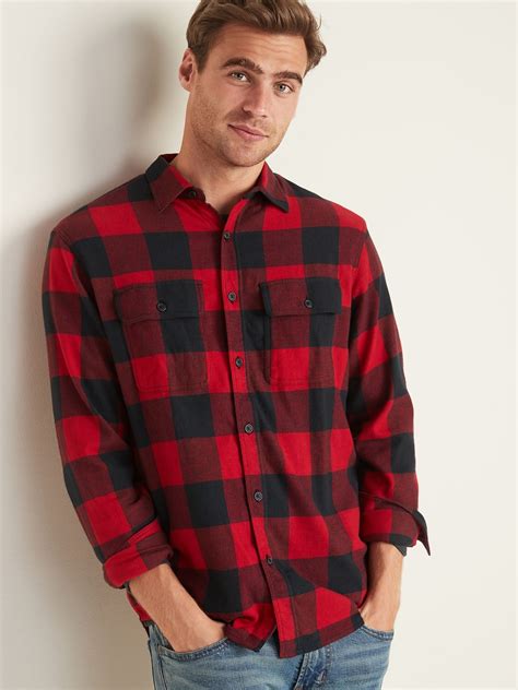 regular fit built in flex plaid flannel shirt for men mens red flannel shirt red plaid shirt