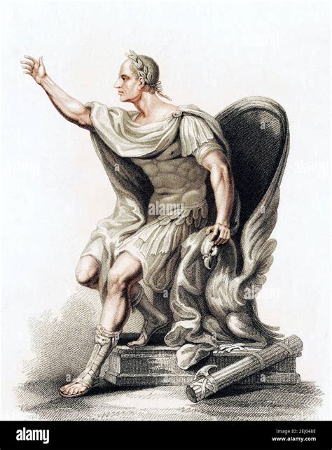 Julius Caesar Portrait Of The Roman Dictator Julius Caesar 100 Bc 44 Bc Engraving By