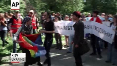 Gay Pride Activists Briefly March In Kyiv