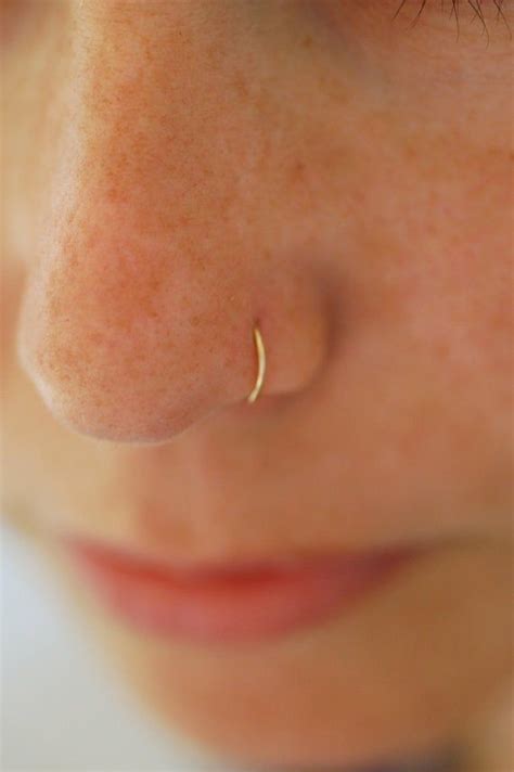 Small Gold Nose Ring 22 Gauge Silver Nose Ring 14k Gold