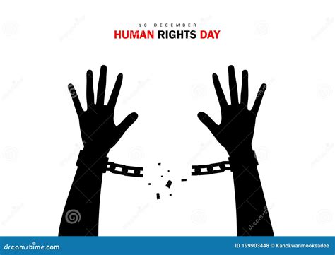 human rights day international peace silhouette of hand is breaking chain concept of freedom