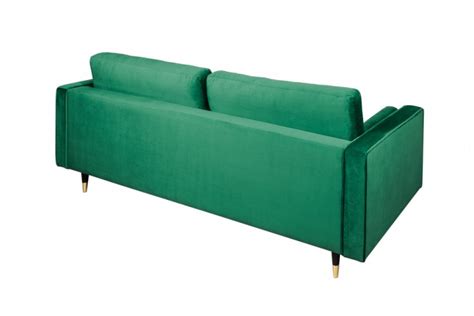 Elegantes Design Sofa Cozy Velvet 225cm Smaragdgrün Samt Federkern 3er
