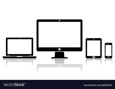 Mobile Phone Tablet Laptop And Desktop Computer Vector Image