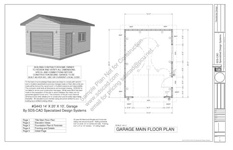 Garage Plan Blueprints Construction Drawings JHMRad 14396