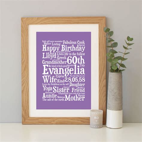 Turning 60 is a real milestone that should be celebrated with close family and friends. Personalised 60th Birthday Word Art Gift By Hope And Love ...