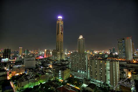 Baiyoke Tower Ii At Nighttime In Bangkok Thailand Hdr Photography By