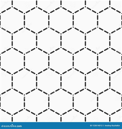 Abstract Seamless Hexagons Pattern Vector Monochrome Background Stock