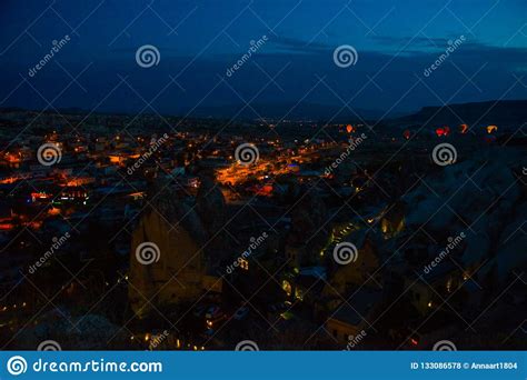 Illuminated At Night Streets Of Goreme Turkey Cappadocia The Famous