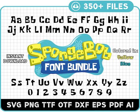 Spongebob Svg Font Bundle Spongebob Font Png Alphabet Etsy