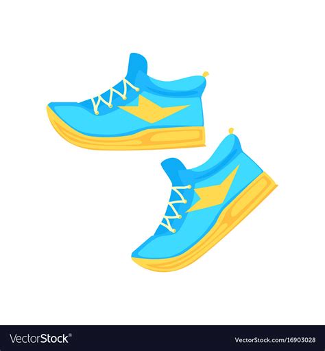 Pair light blue athletic shoes cartoon Royalty Free Vector